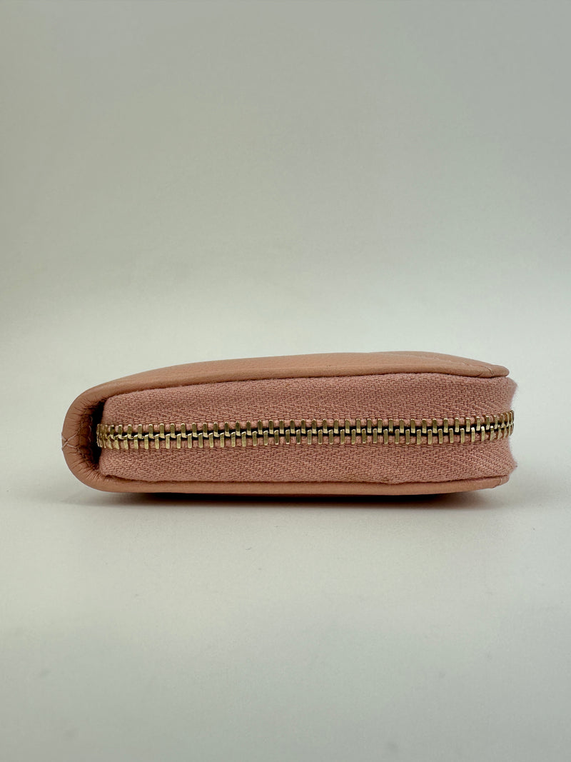 19 Zip Around Long Wallet Quilted Lambskin in Light Pink GHW