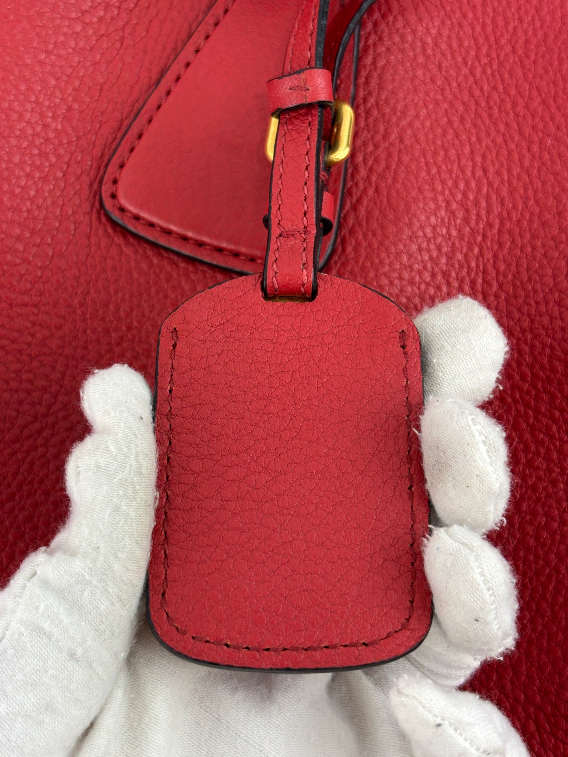 Vitello Phenix Medium Shopping Tote in Red