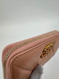 19 Zip Around Long Wallet Quilted Lambskin in Light Pink GHW