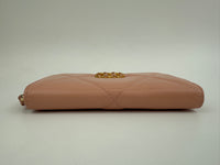 19 Zip Around Long Wallet Quilted Lambskin in Light Pink GHW