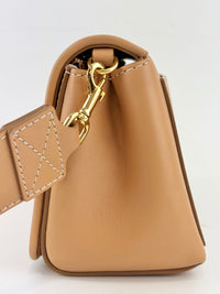 Hackberry Horseferry Debossed Leather Crossbody Bag in Warm Sand