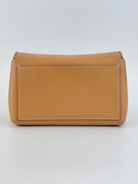 Hackberry Horseferry Debossed Leather Crossbody Bag in Warm Sand
