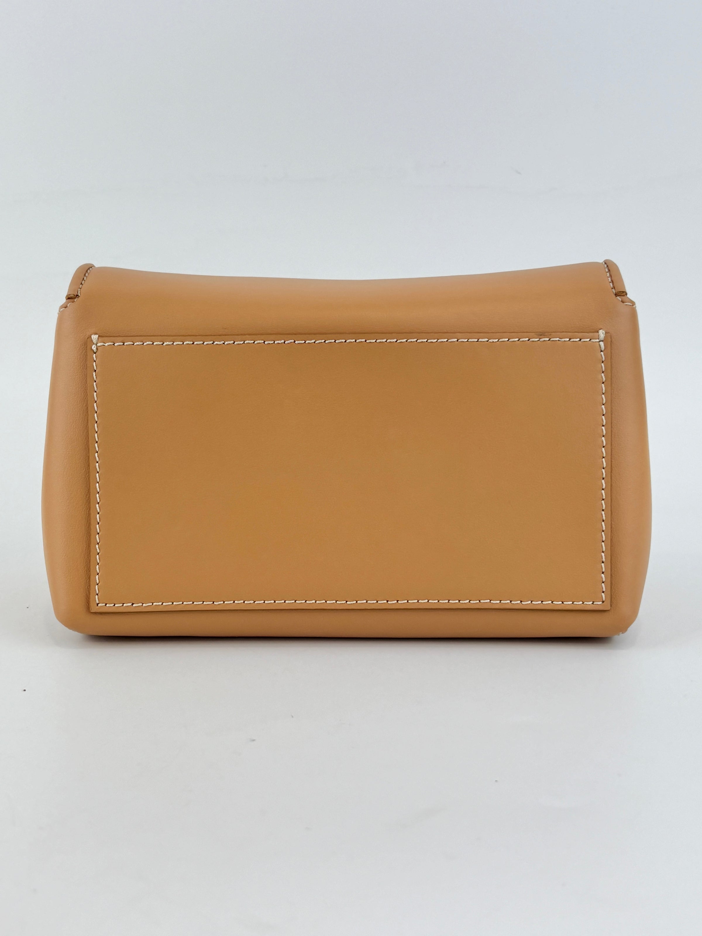 Hackberry Horseferry Debossed Leather Crossbody Bag in Warm Sand