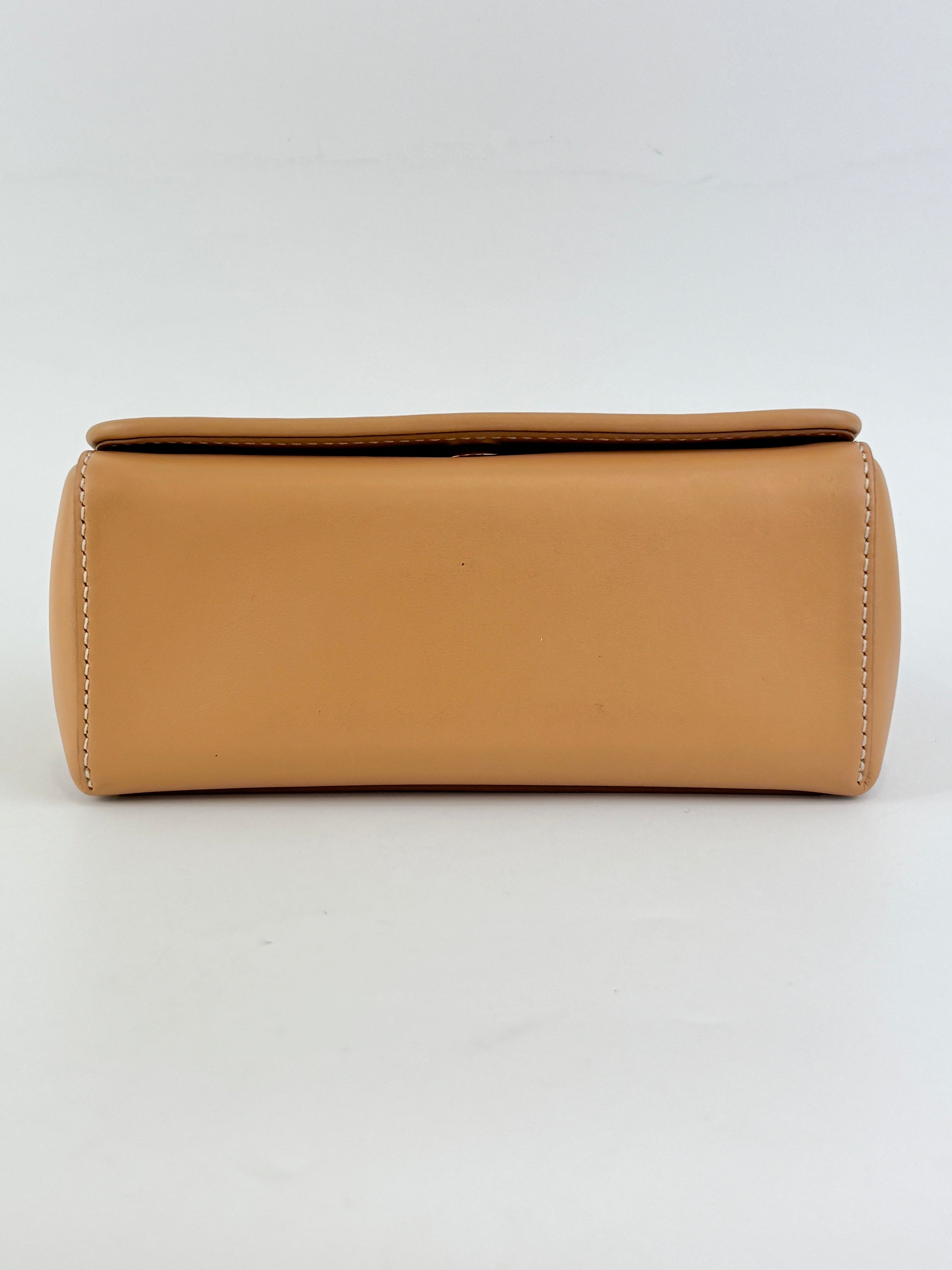 Hackberry Horseferry Debossed Leather Crossbody Bag in Warm Sand