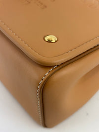 Hackberry Horseferry Debossed Leather Crossbody Bag in Warm Sand