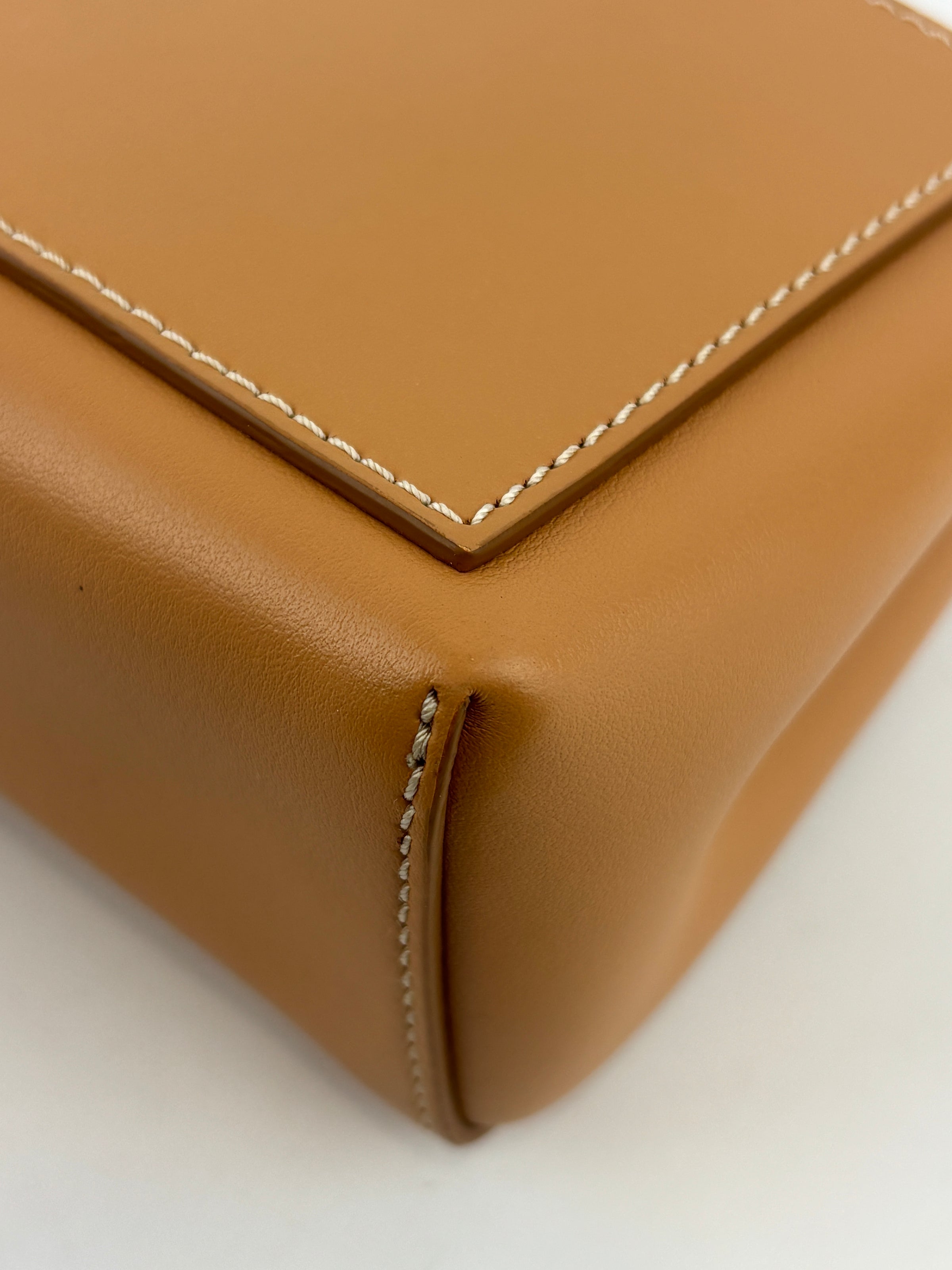Hackberry Horseferry Debossed Leather Crossbody Bag in Warm Sand