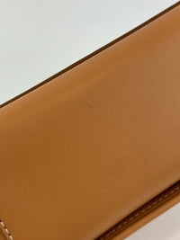 Hackberry Horseferry Debossed Leather Crossbody Bag in Warm Sand