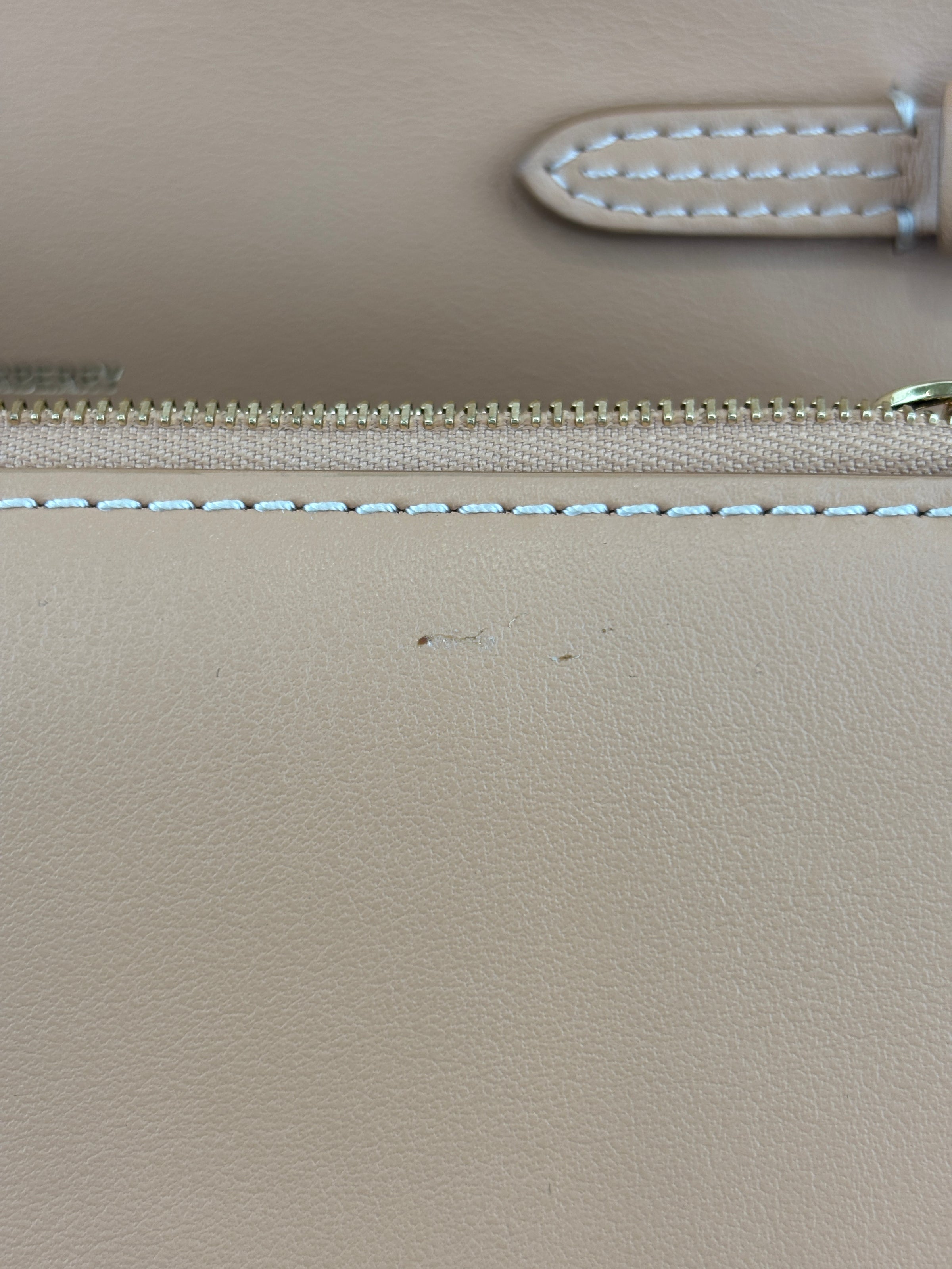 Hackberry Horseferry Debossed Leather Crossbody Bag in Warm Sand