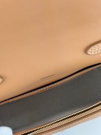 Hackberry Horseferry Debossed Leather Crossbody Bag in Warm Sand