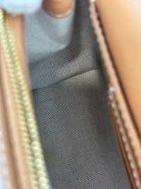 Hackberry Horseferry Debossed Leather Crossbody Bag in Warm Sand