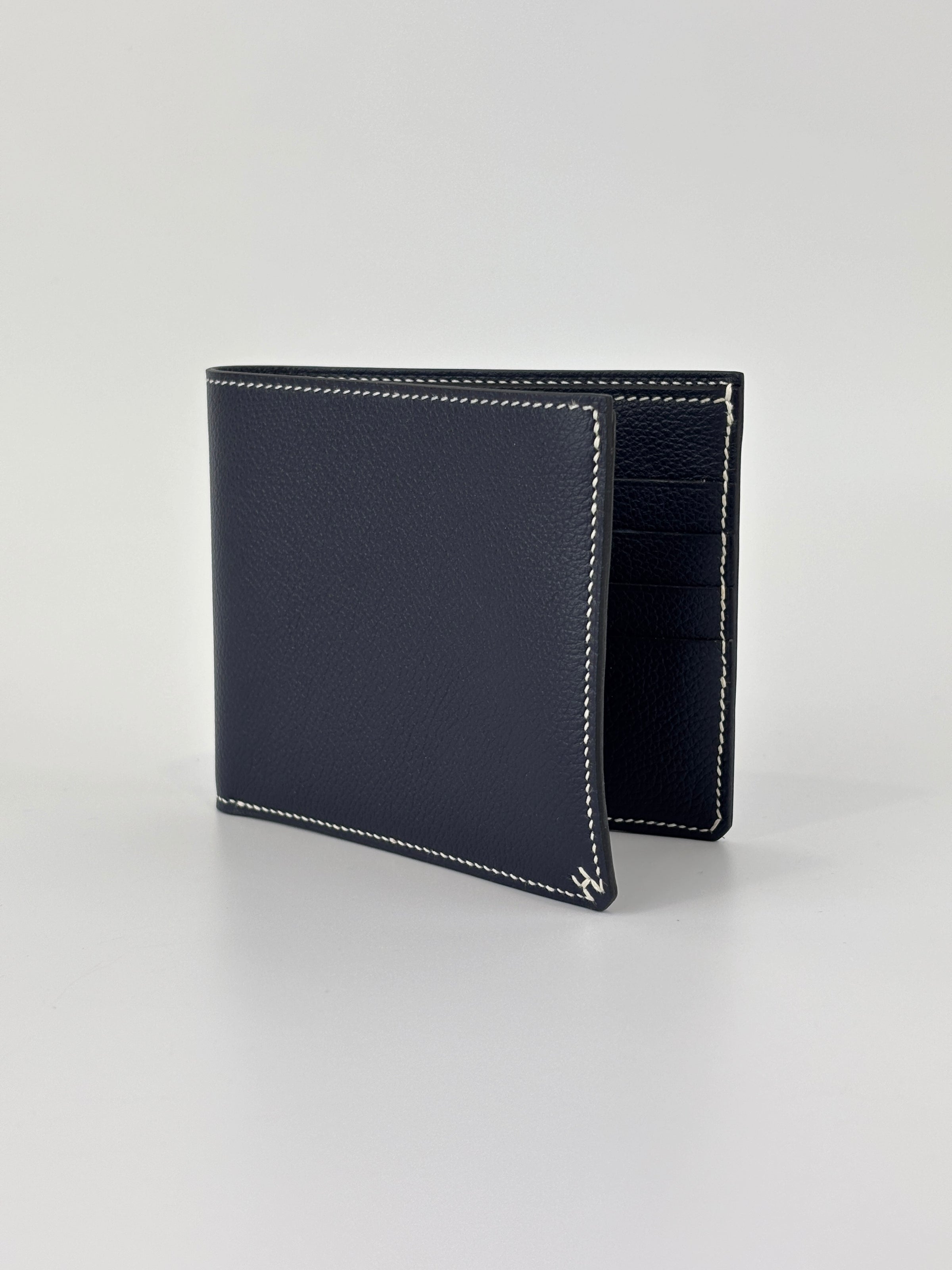 H Sellier Compact Wallet Bleu Nuit Evercolor