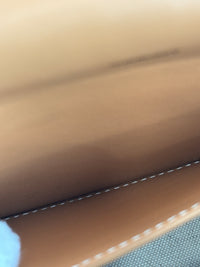 Hackberry Horseferry Debossed Leather Crossbody Bag in Warm Sand