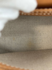 Hackberry Horseferry Debossed Leather Crossbody Bag in Warm Sand