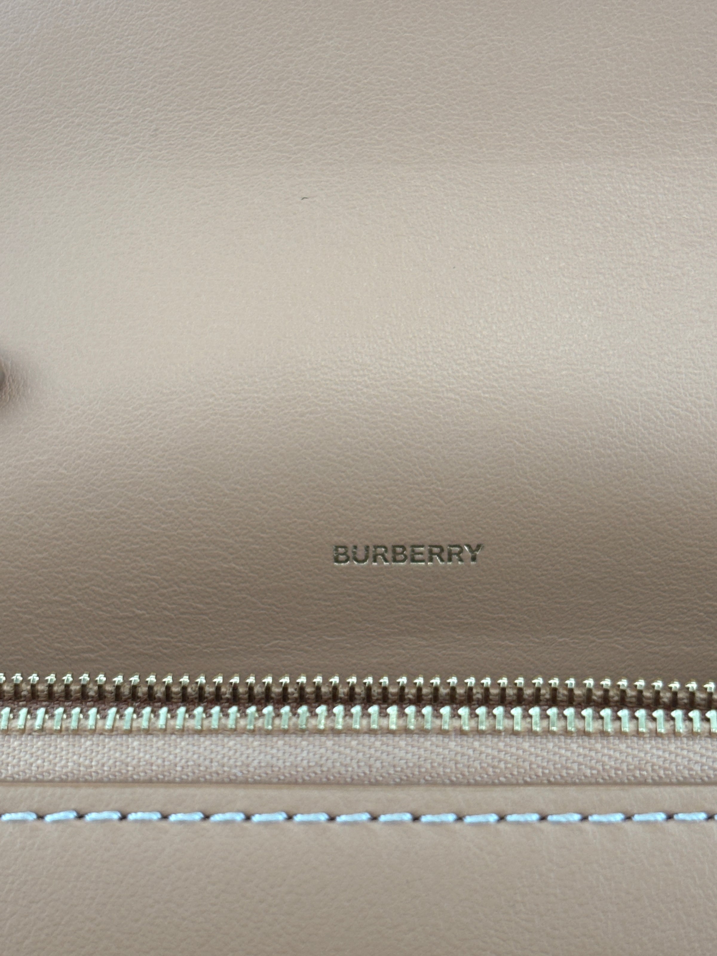 Hackberry Horseferry Debossed Leather Crossbody Bag in Warm Sand
