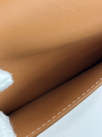 Hackberry Horseferry Debossed Leather Crossbody Bag in Warm Sand
