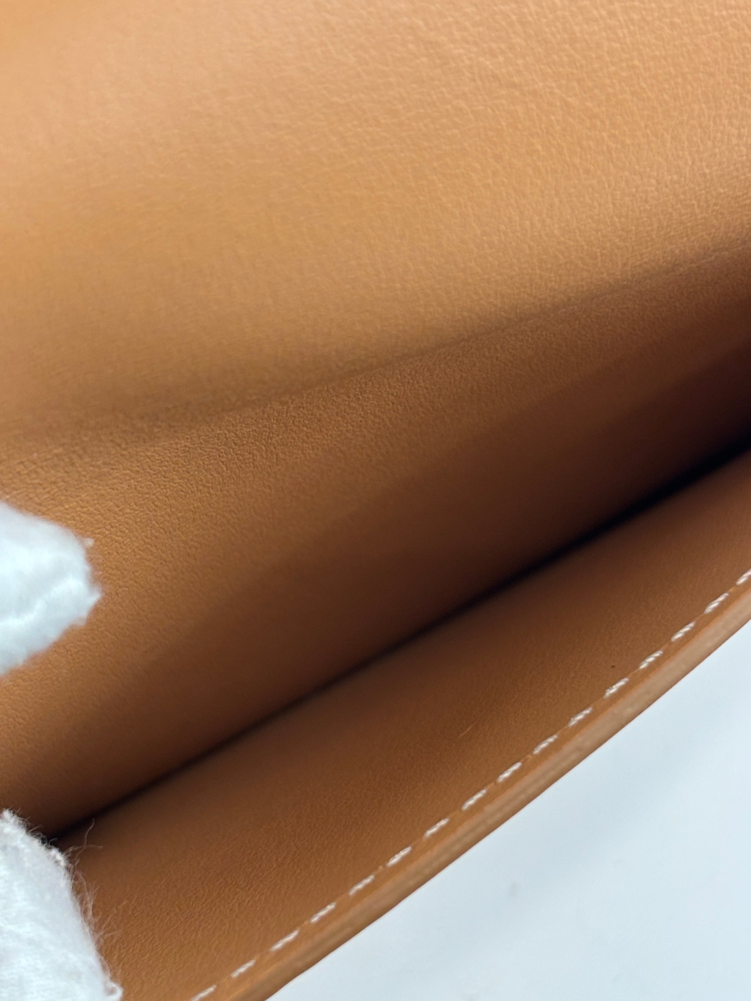 Hackberry Horseferry Debossed Leather Crossbody Bag in Warm Sand