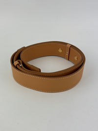 Hackberry Horseferry Debossed Leather Crossbody Bag in Warm Sand