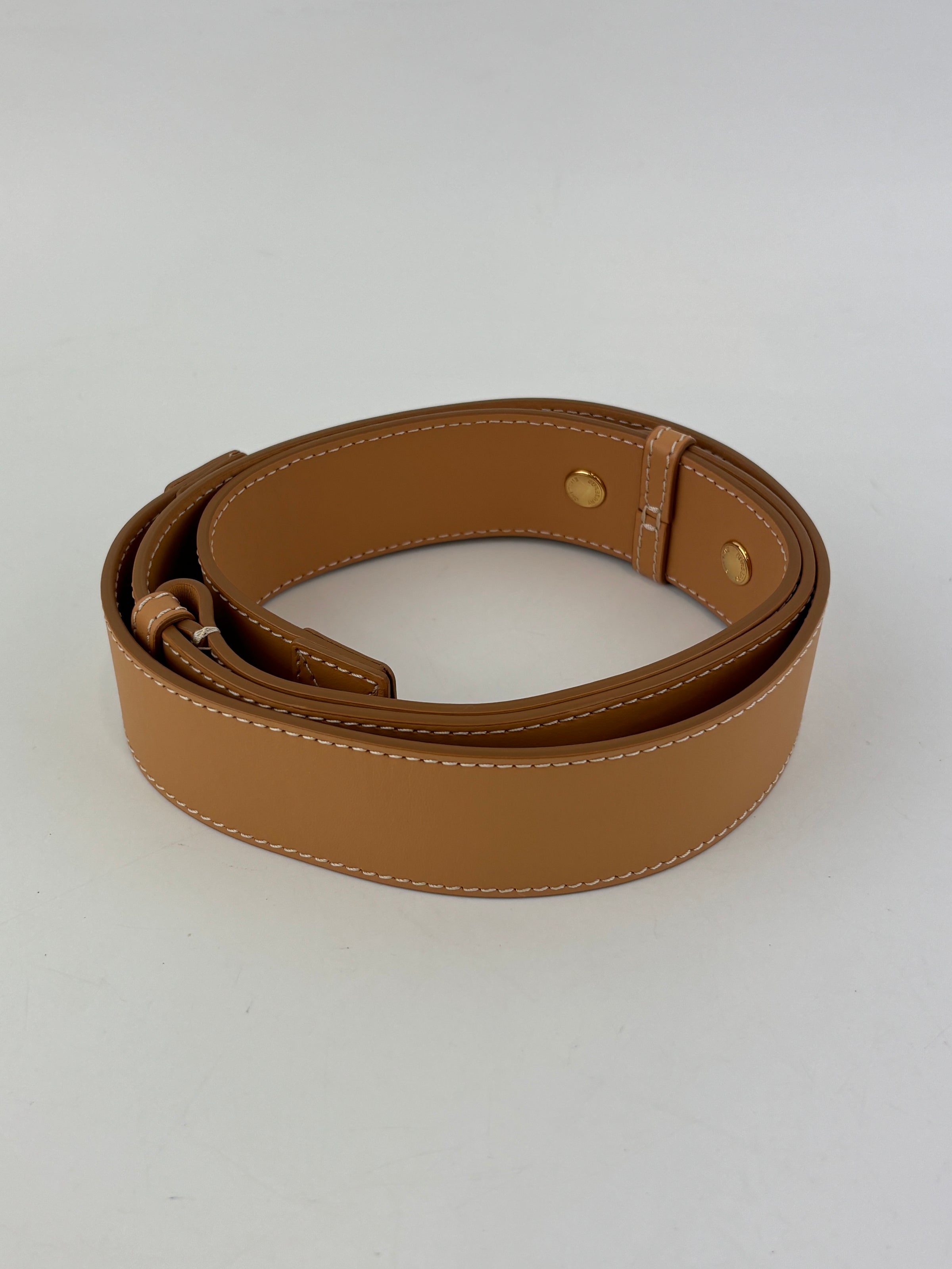 Hackberry Horseferry Debossed Leather Crossbody Bag in Warm Sand