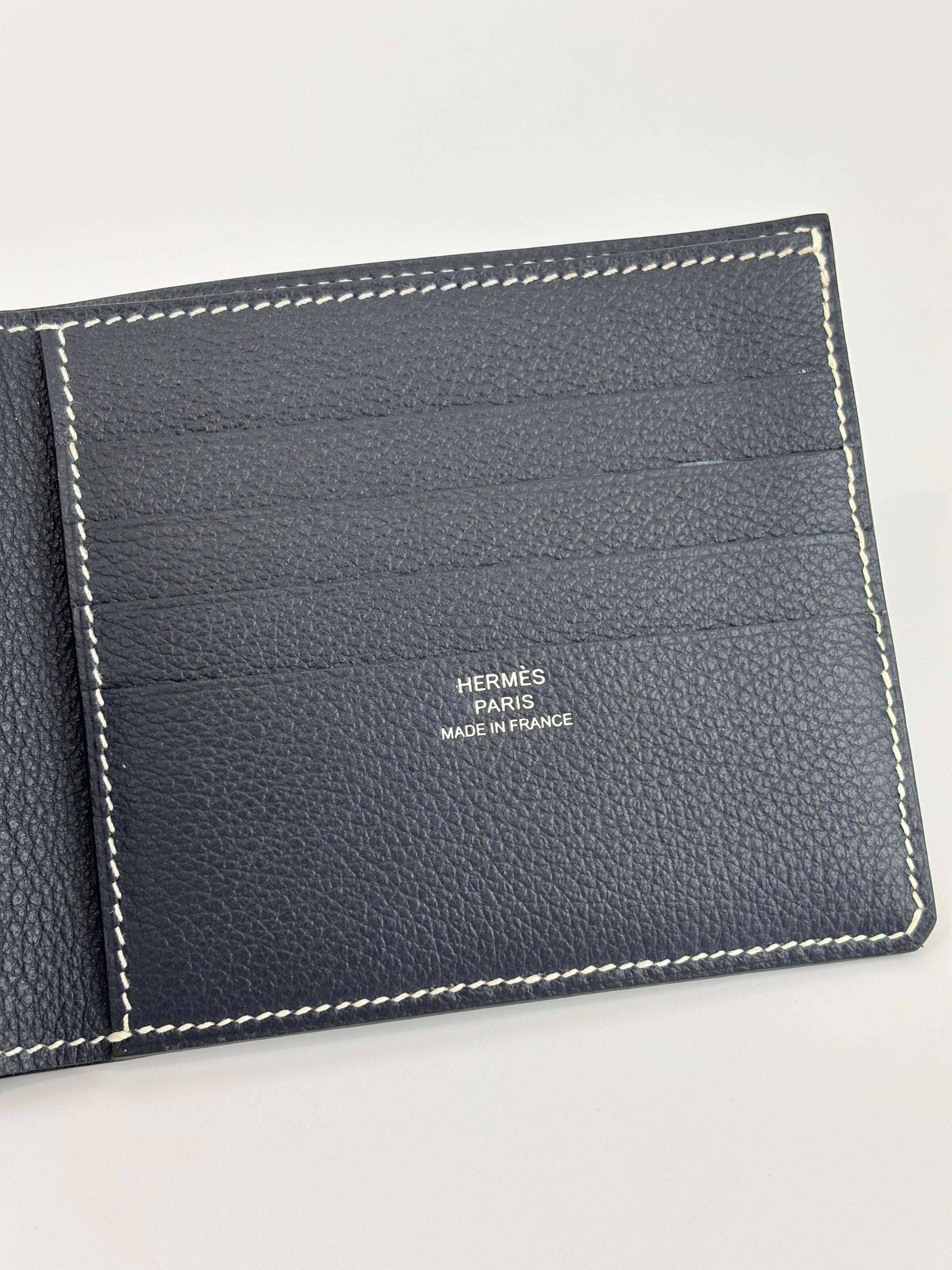 H Sellier Compact Wallet Bleu Nuit Evercolor