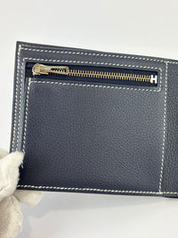 H Sellier Compact Wallet Bleu Nuit Evercolor