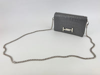 Double T Logo Chain WOC in Grey Croc Embossed