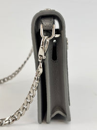 Double T Logo Chain WOC in Grey Croc Embossed
