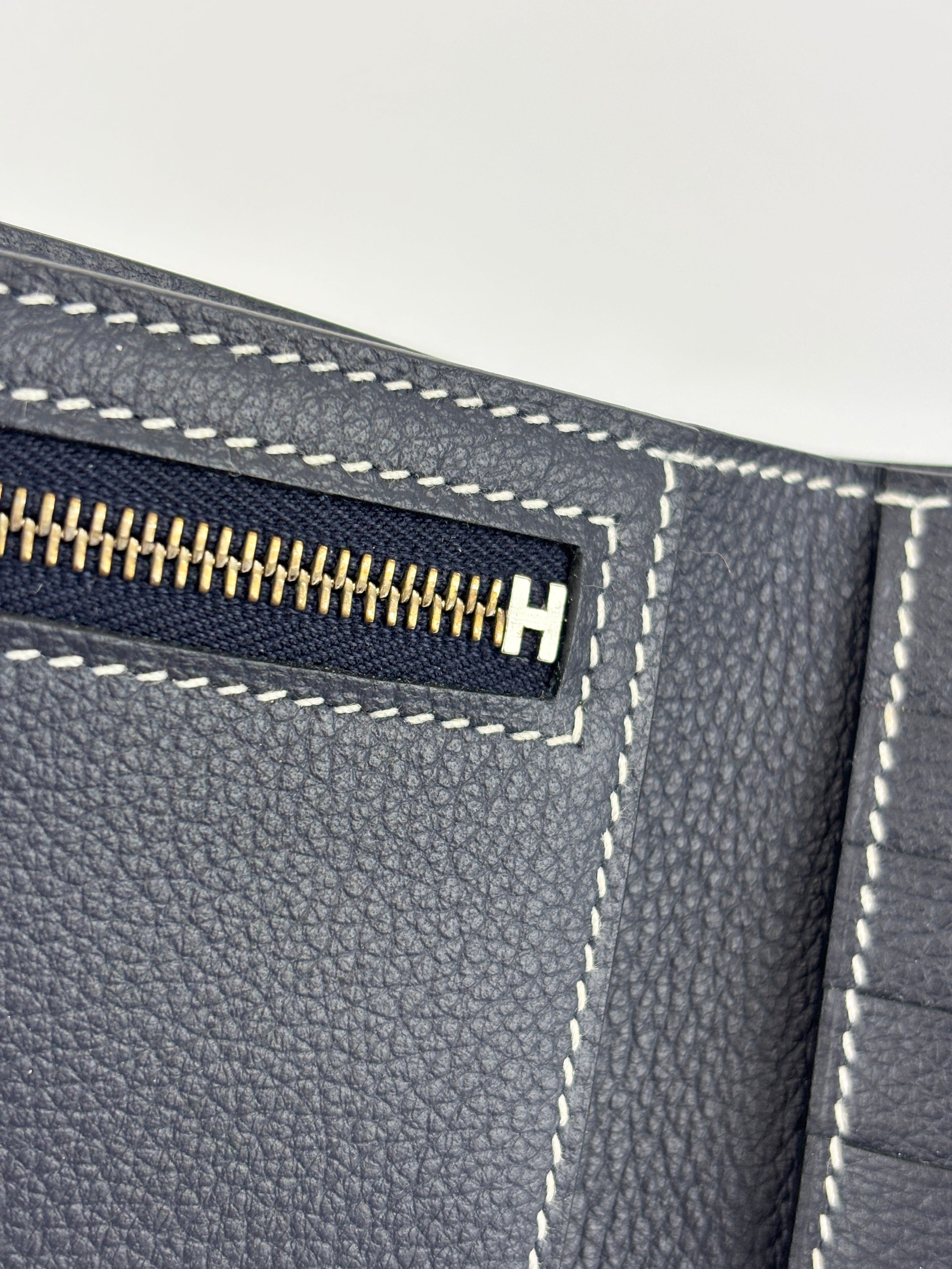 H Sellier Compact Wallet Bleu Nuit Evercolor