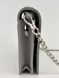 Double T Logo Chain WOC in Grey Croc Embossed