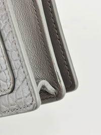 Double T Logo Chain WOC in Grey Croc Embossed