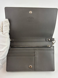 Double T Logo Chain WOC in Grey Croc Embossed