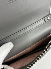 Double T Logo Chain WOC in Grey Croc Embossed