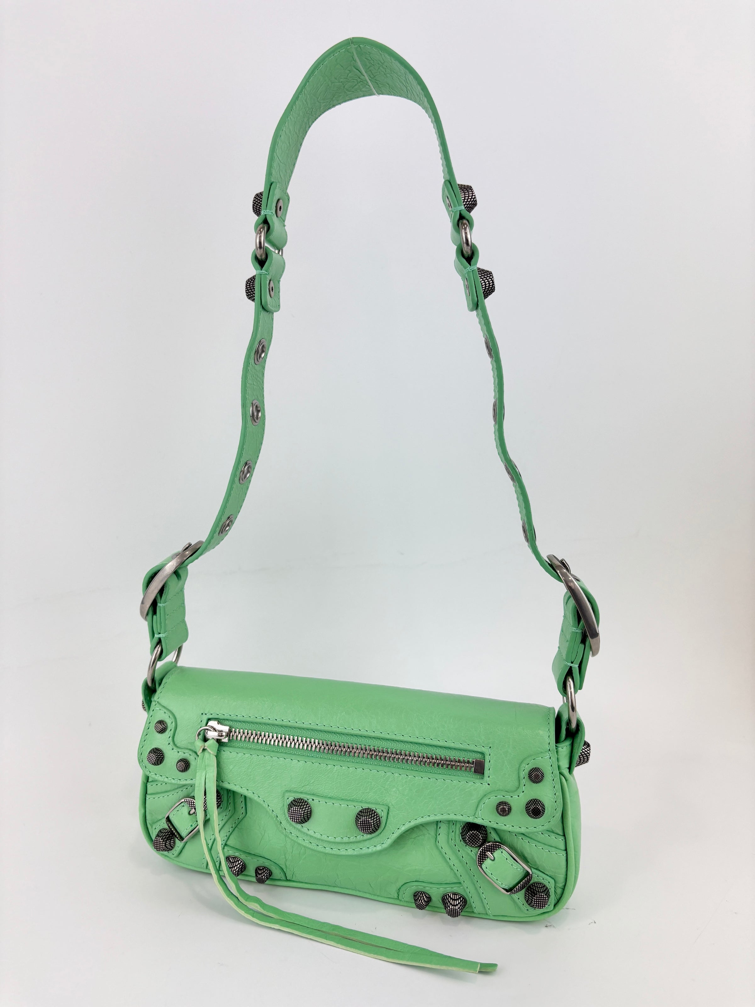 XS Le Cagole Shoulder Bag in Bright Mint Green Arena Lambskin