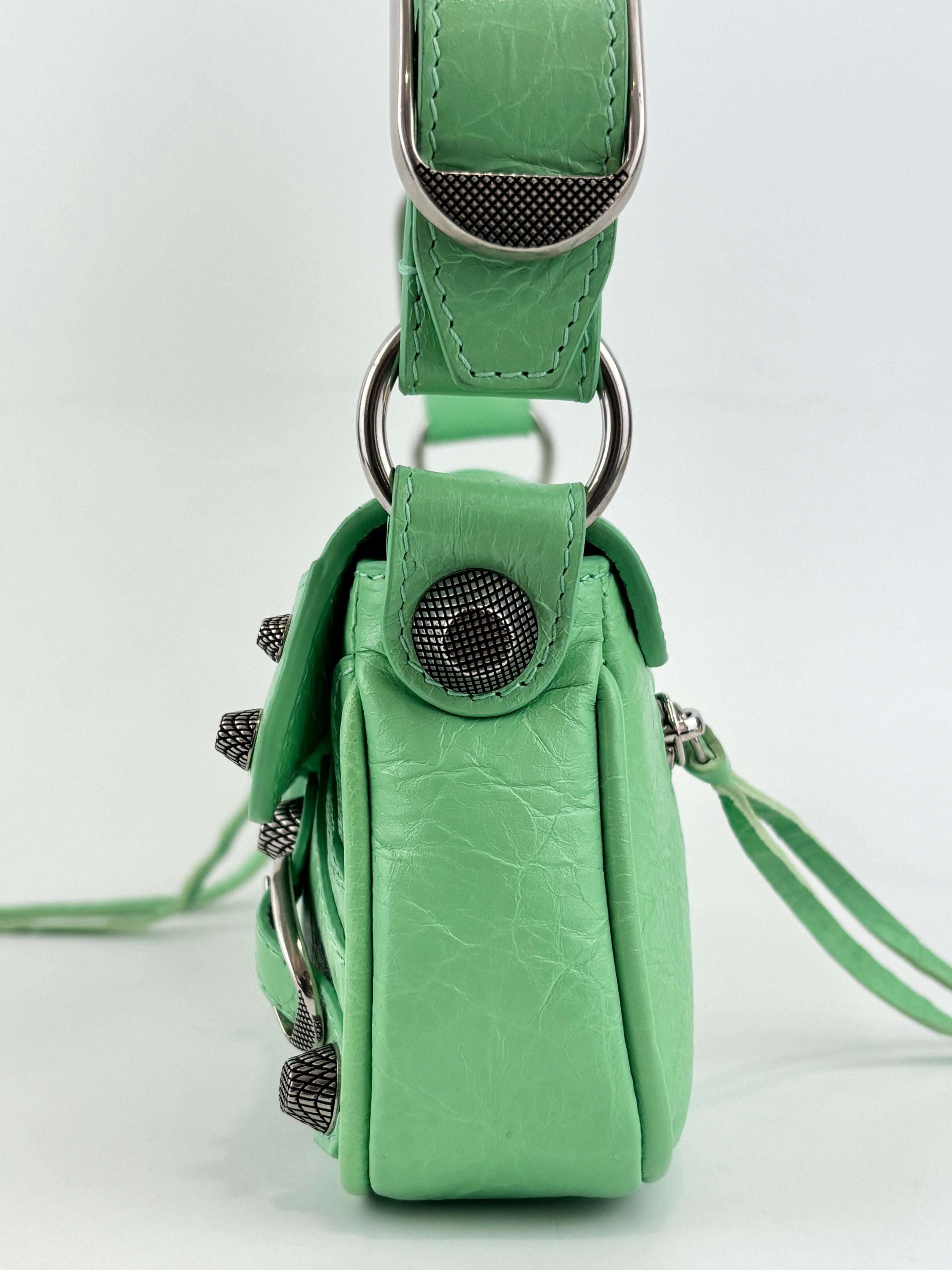 XS Le Cagole Shoulder Bag in Bright Mint Green Arena Lambskin
