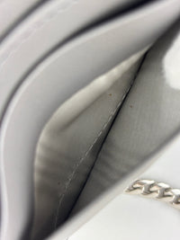 Double T Logo Chain WOC in Grey Croc Embossed