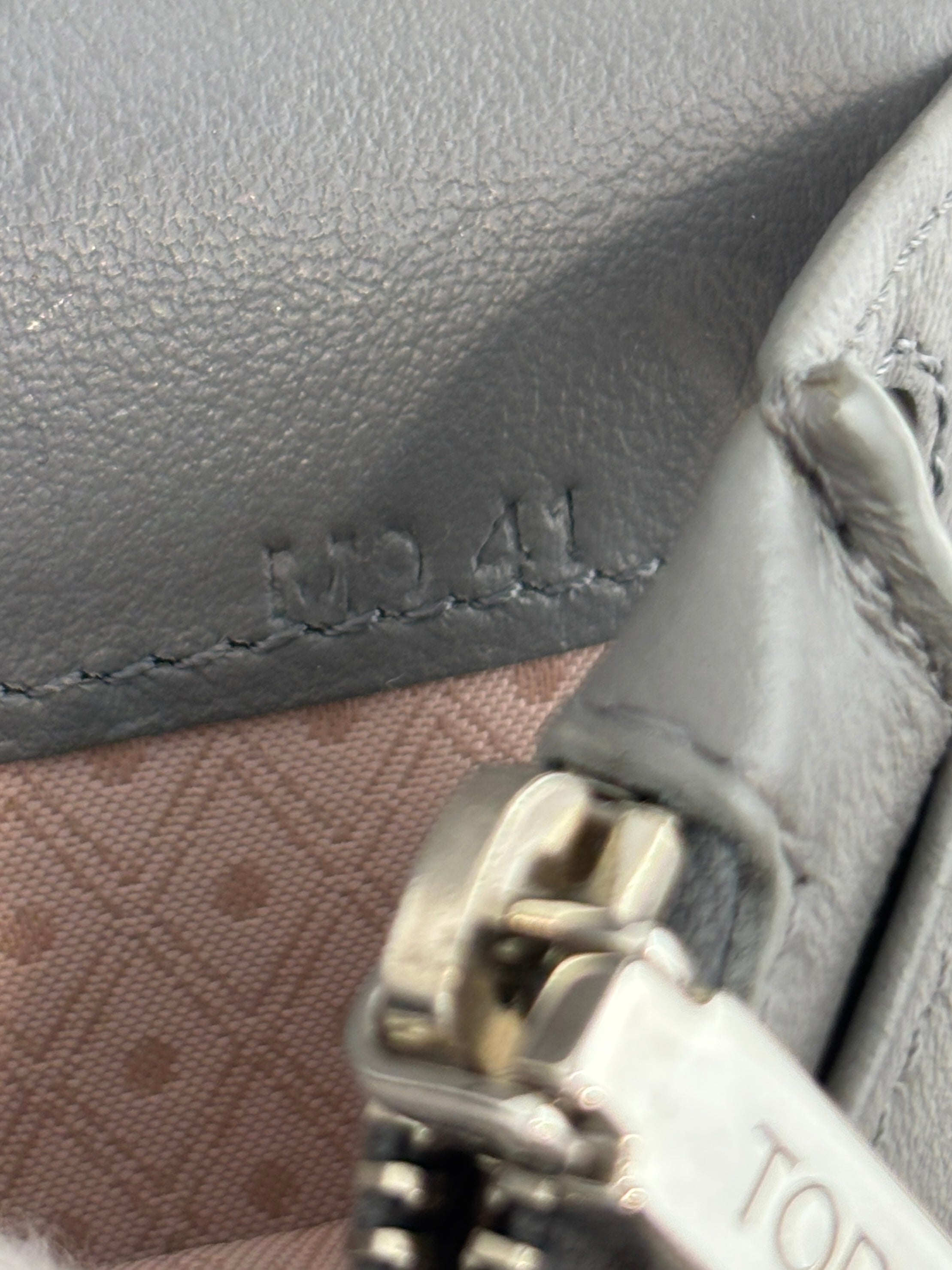 Double T Logo Chain WOC in Grey Croc Embossed
