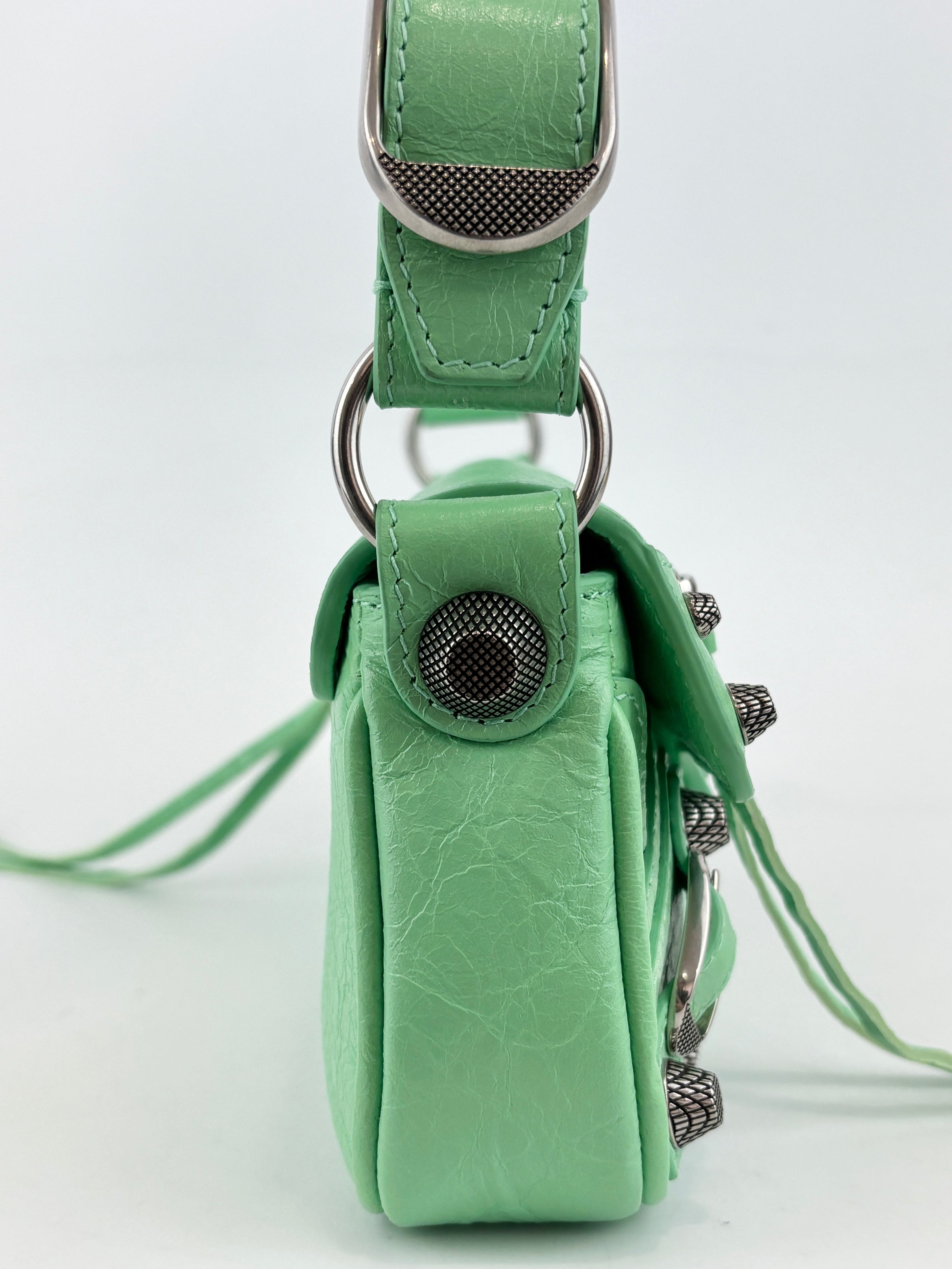XS Le Cagole Shoulder Bag in Bright Mint Green Arena Lambskin