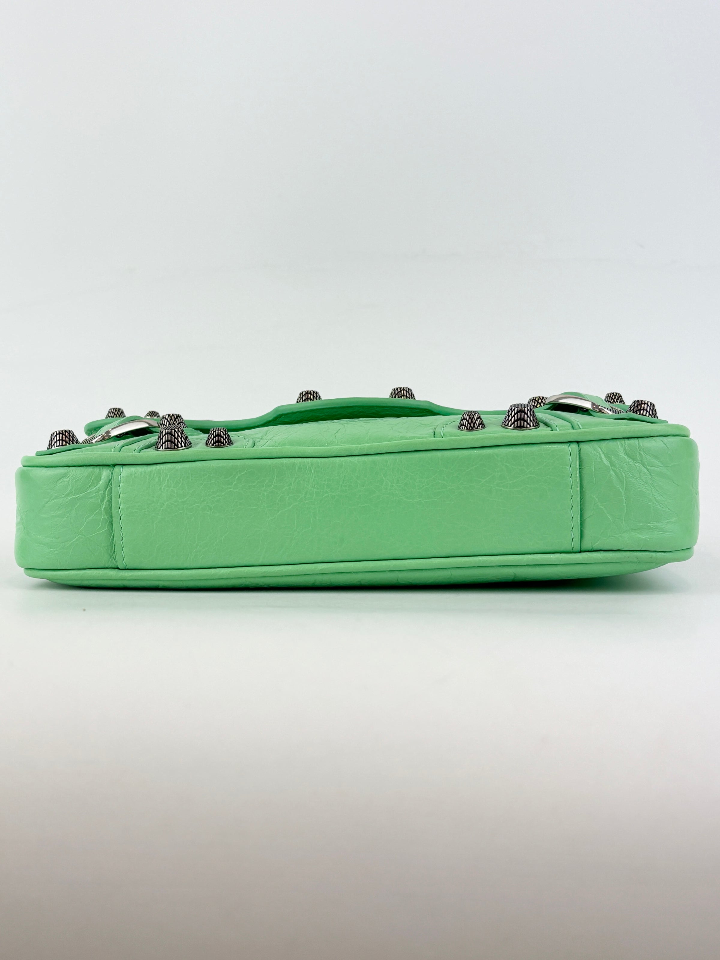 XS Le Cagole Shoulder Bag in Bright Mint Green Arena Lambskin