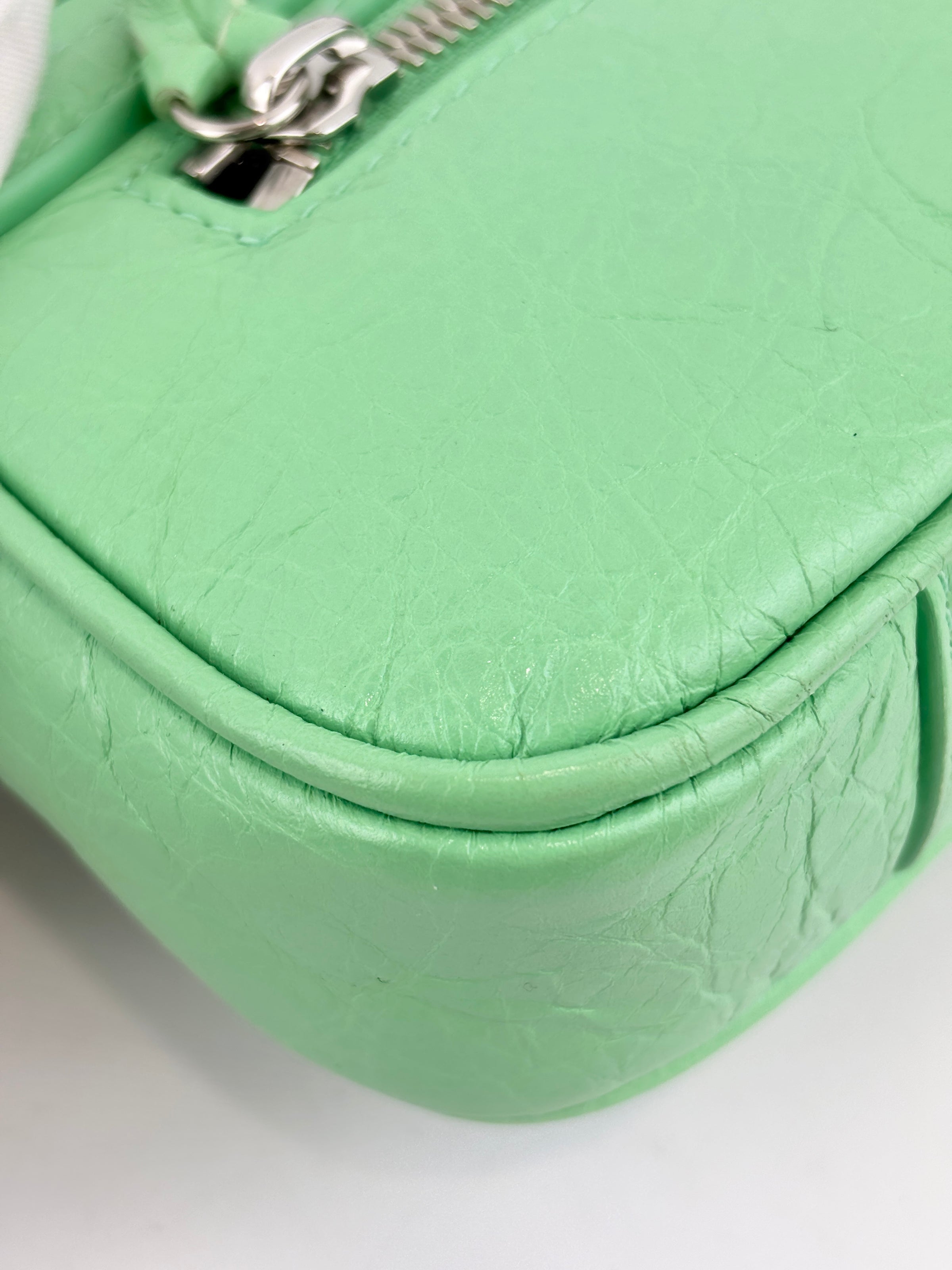 XS Le Cagole Shoulder Bag in Bright Mint Green Arena Lambskin