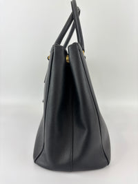 BN2274 Medium Double Zip Tote in Black Saffiano Lux Leather