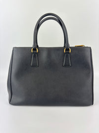 BN2274 Medium Double Zip Tote in Black Saffiano Lux Leather