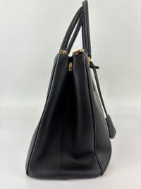 BN2274 Medium Double Zip Tote in Black Saffiano Lux Leather