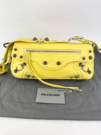 Le Cagole S Leather Shoulder Bag in Citrus/Lemonade Yellow Arena Lambskin