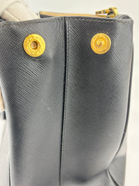 BN2274 Medium Double Zip Tote in Black Saffiano Lux Leather