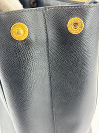 BN2274 Medium Double Zip Tote in Black Saffiano Lux Leather