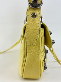 Le Cagole S Leather Shoulder Bag in Citrus/Lemonade Yellow Arena Lambskin