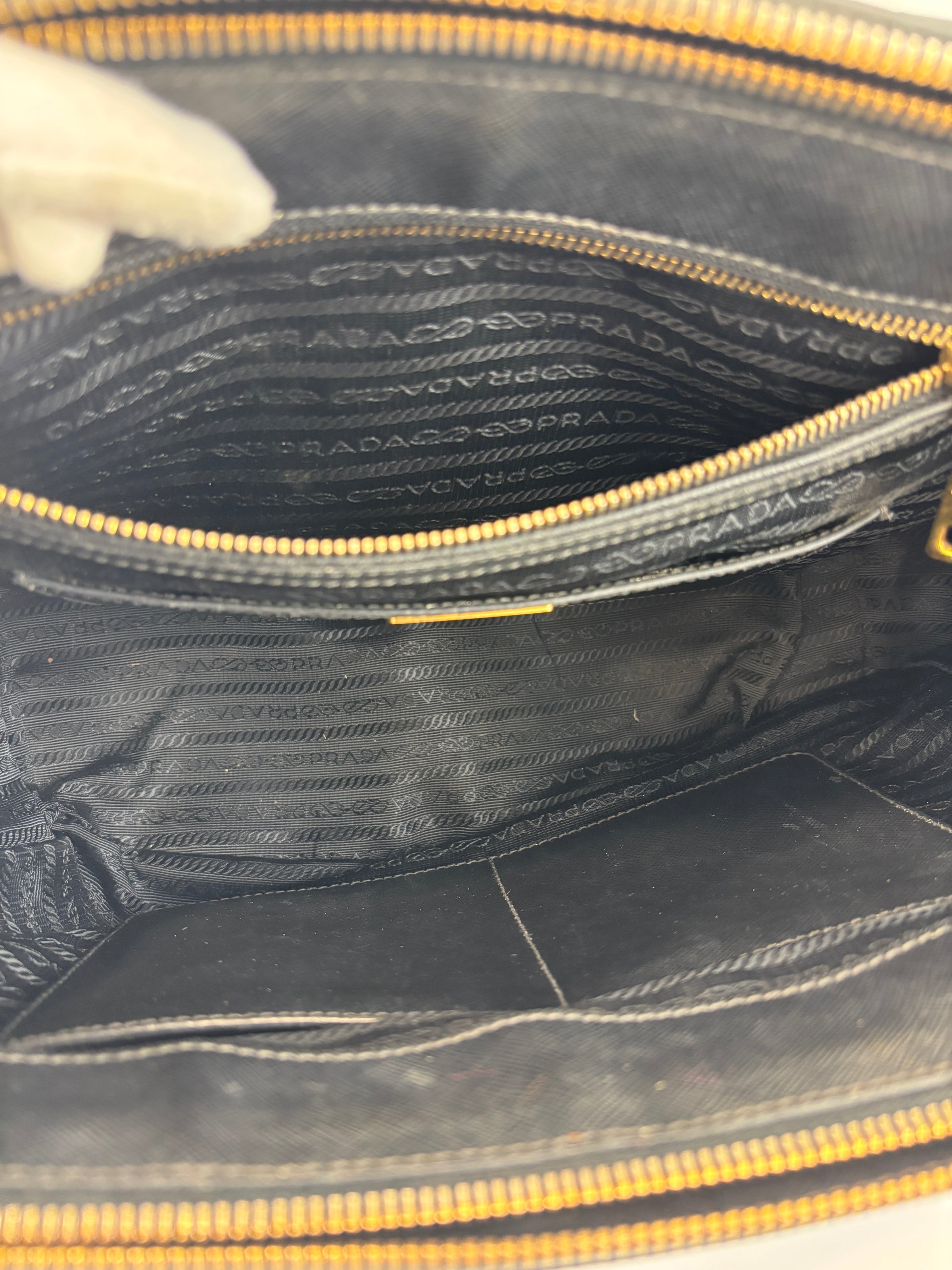 BN2274 Medium Double Zip Tote in Black Saffiano Lux Leather