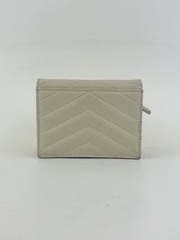 Cassandre Matelassé Flap Grain de Poudre Leather Blanc Vintage Card Case GHW