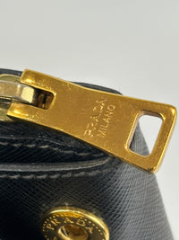 BN2274 Medium Double Zip Tote in Black Saffiano Lux Leather