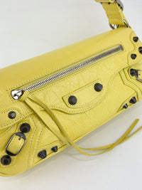 Le Cagole S Leather Shoulder Bag in Citrus/Lemonade Yellow Arena Lambskin