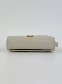 Cassandre Matelassé Flap Grain de Poudre Leather Blanc Vintage Card Case GHW